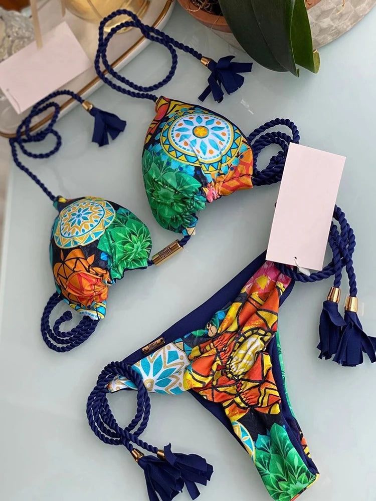 RUOTONGSEPT 2026 Braided Rope Bikini Women Swimwear Leopard Bikinis Set Sexy Biquini Swim Suit Push Up Swimsuit Female Beachwear