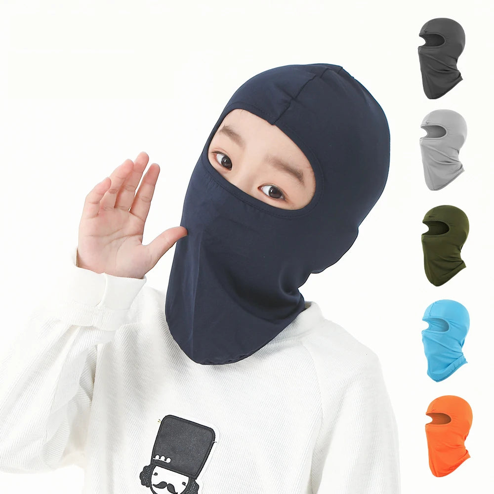 Kids Cycling Balaclava Sun Protection Mask Summer Outdoor Helmet Liner Motocross Boys Girls Breathable Quick Dry Full Face Cover