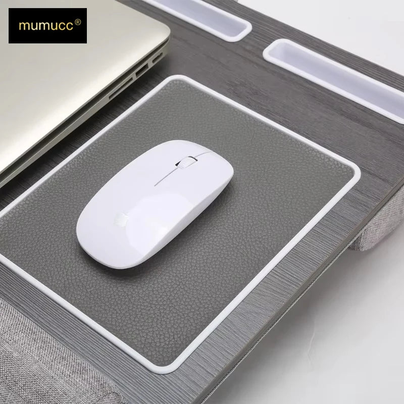 Multi Purpose Laptop Desk Leg Table Design of Double Groove Anti Slip Bar Embedded Mouse Pad Use with Sofa Bedroom Portable