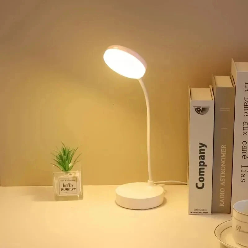 3-Level Dimmable Wireless LED Desk Lamp, Plug-in Powered Touch Control Table Light. Portable Night Light for Bedroom, Study Room