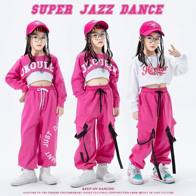 Girls Jazz Dance Performance Dress Girls Hip-hop Suit Cool Belly Button Exposed Clothing Children's Hip-hop Fashion Clothes 2023