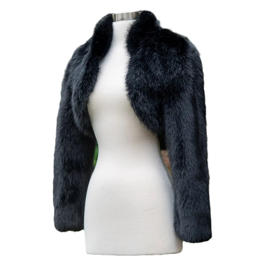 Women Faux Fur Women Coats Solid Jackets Round Collar Long Sleeve Open Stitch Loose Fit Thick Warm Fur Casual 2026 Autumn Winter