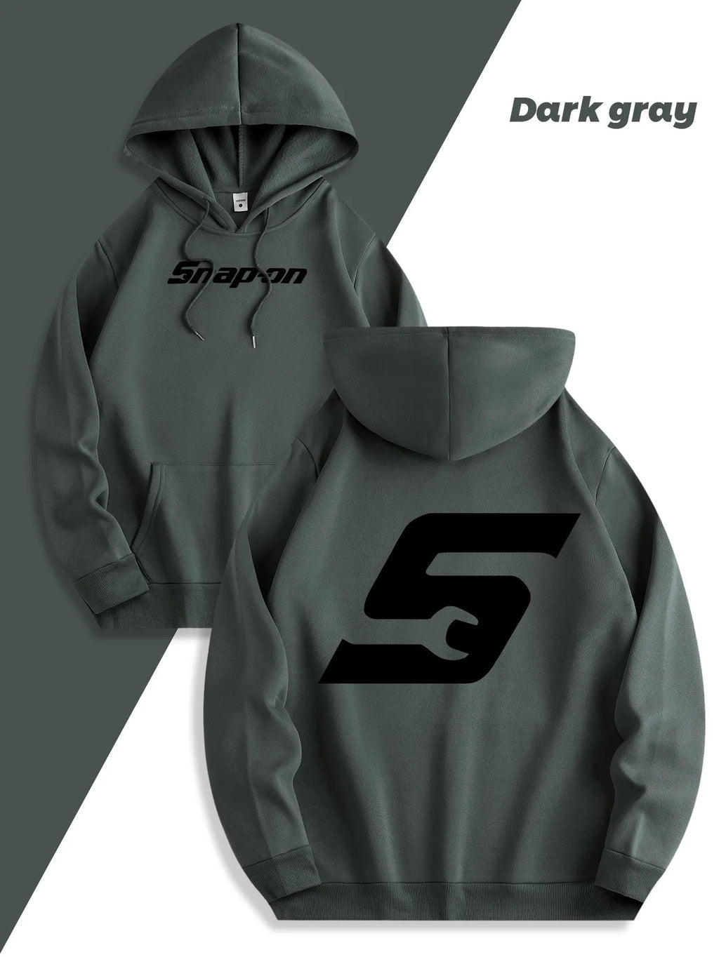 Red Snapon Hooded Sweatshirt Casual Long Sleeve Pullover100% Polyester Knit Fabric All-Season Warm Hoodie with Drawstring