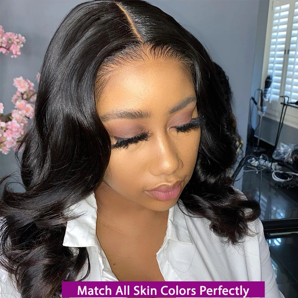 Indian Hair Body Wave Wigs 13x4 Transparent Lace Frontal 100% Human Hair Wig 4x4 Lace Short Bob Wigs Pre Plucked For Black Women