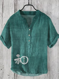 Men's Short Sleeve Tops Japanese Word Art V-Neck Shirt 6 Colors V-neck Retro Casual Daily Texture Fabric Blouses Harajuku