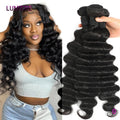32 Inch Loose Deep Wave  Human Hair Bundles Brazilian Virgin Raw Curly Hair 1 3 4 Bundles Deep Wave Extensions Double Weft