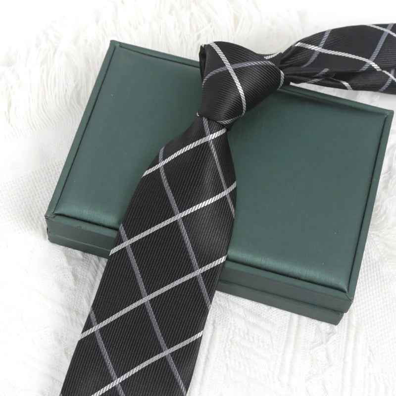 Men Ties Classic Business Necktie Black Stripes Plaid Solid Tie for Man Gifts Neck Tie for Wedding Party Accessories