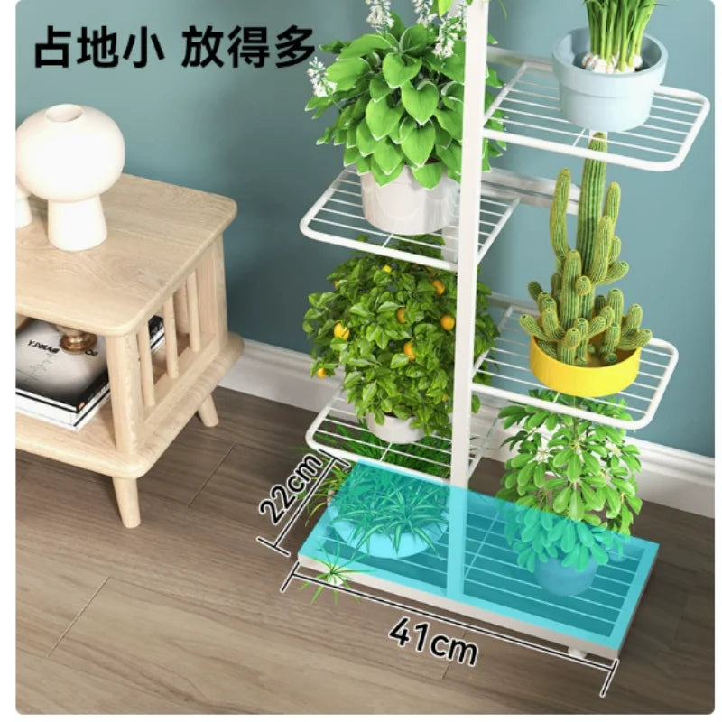 Multi-Layer Iron Plant Pot Rack Shining Flower Stand Display Holder Storage Shelf for Home Garden