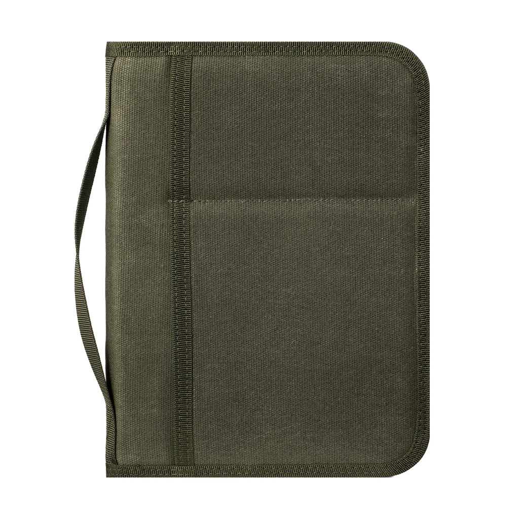 Tactical A5 Notebook Cover EDC Organizer Journal Case Zippered Sketchbook Waxed Canvas Cover with Pen Holder for Outdoor Hunting