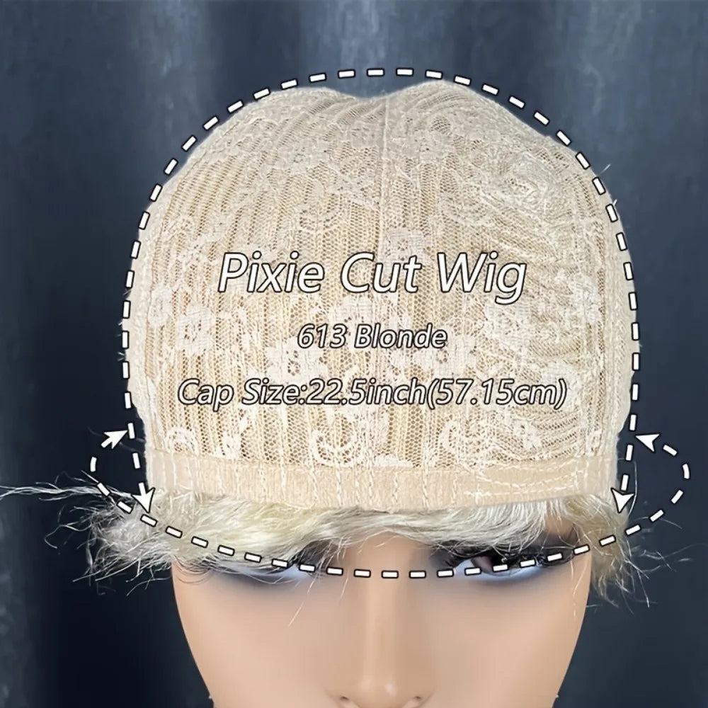 6-Inch Short Human Hair Wig with Bangs & Layered Pixie Cut Full machine made wig-Ocean Wave Texture, Natural Looking