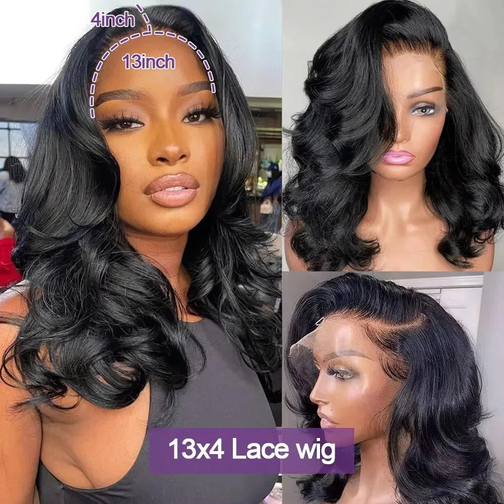 Short Body Wave Bob Wig 13x6 Transparent Lace Frontal Wig 100% Human Hair Brazilian 13x4 Pre Plucked Wigs 5x5 Ready to Go HD Lace Glueless Wigs For Women 250 Density