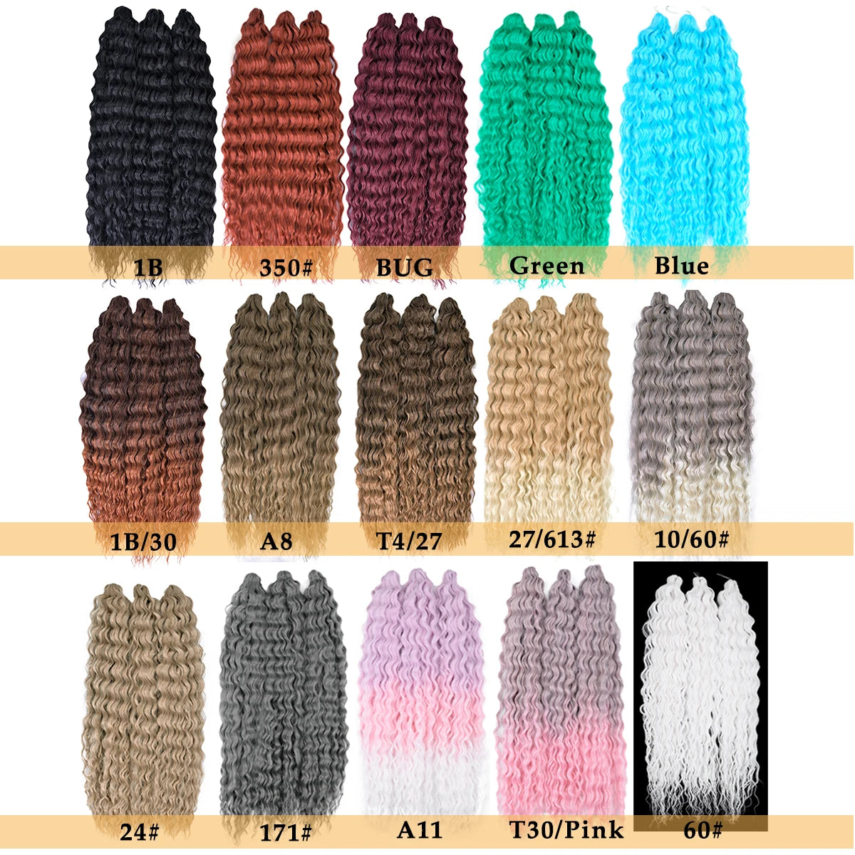 African Curls Deep Wave Twist Crochet Hair Ariel Curl Hair Synthetic Afro Curls Ombre Blonde Braiding Hair Extensions For Women