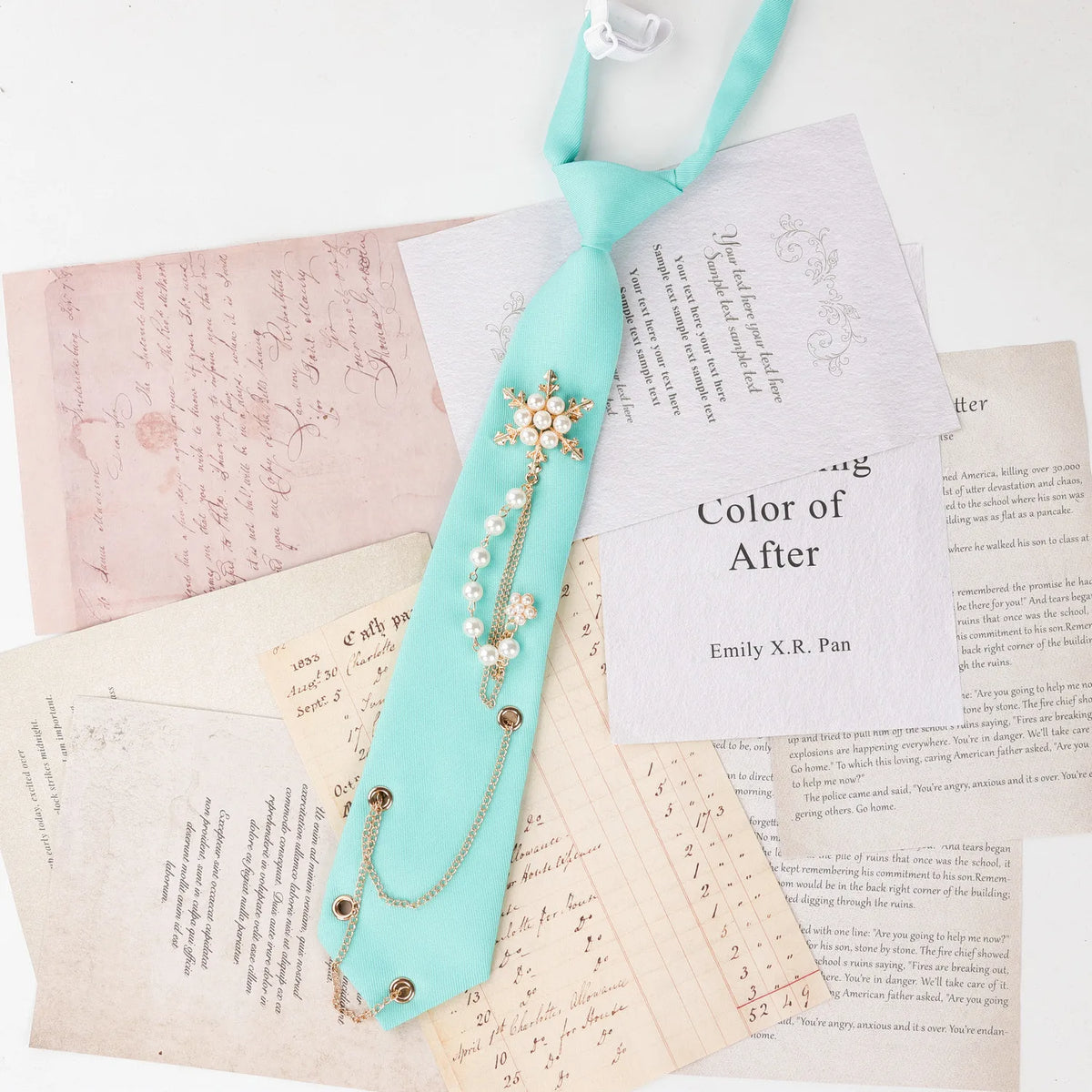 Chain Decoration Pearl Star Tie College Style Student Tie Simple Women Personalized Wedding Fashion Pink Black Ties Accessorries