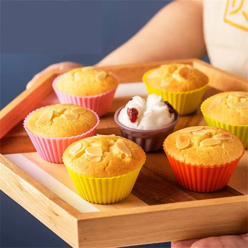 12pcs/Set Silicone Cake Mold Round Shaped Muffin Cupcake Baking Molds Kitchen Cooking Bakeware Maker DIY Cake Decorating Tools
