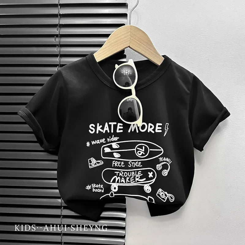 Baby T-shirt New Infant Boy Summer Cotton Cartoon Girl Short Sleeve Loose Casual Top Tees Round Neck Children's Clothing