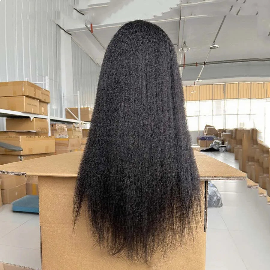 Kinky Straight U Part Wig Upgrade Glueless Wig Yaki Straight Ready To Wear Remy Human Hair Wigs V Part Wig No Lace Wig For Women