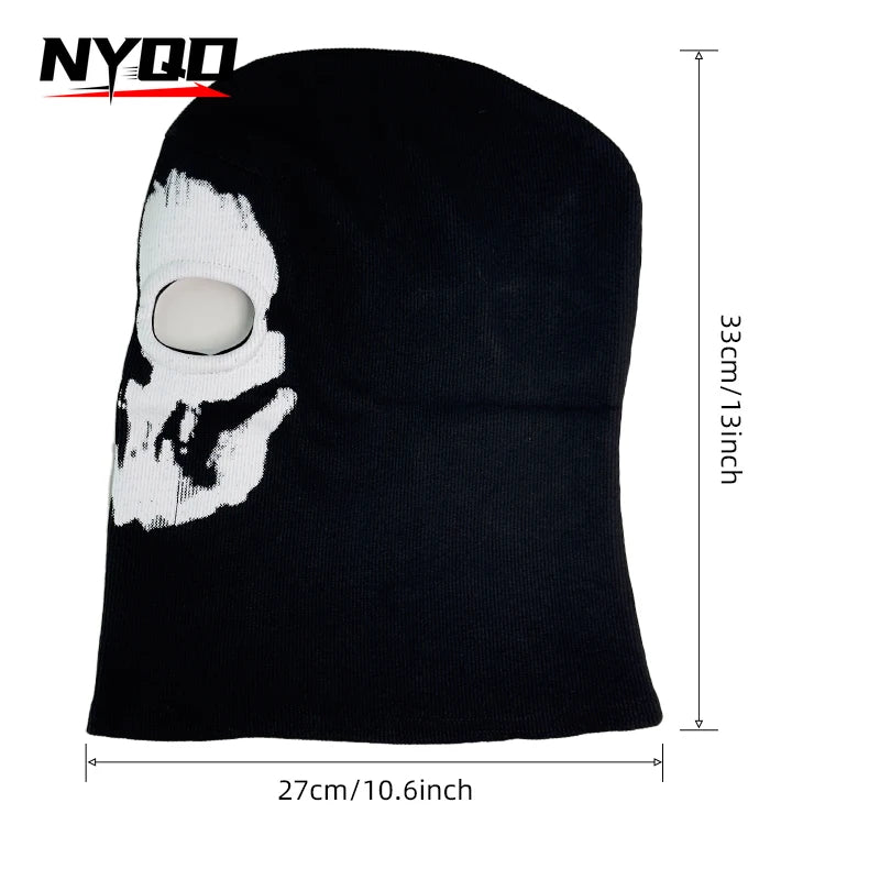 Motorcycle Balaclava Full Face Mask Skull Print Motorbike Full Face Mask Windproof Skiing Head Neck Warmer Bicycle Helmet Liner