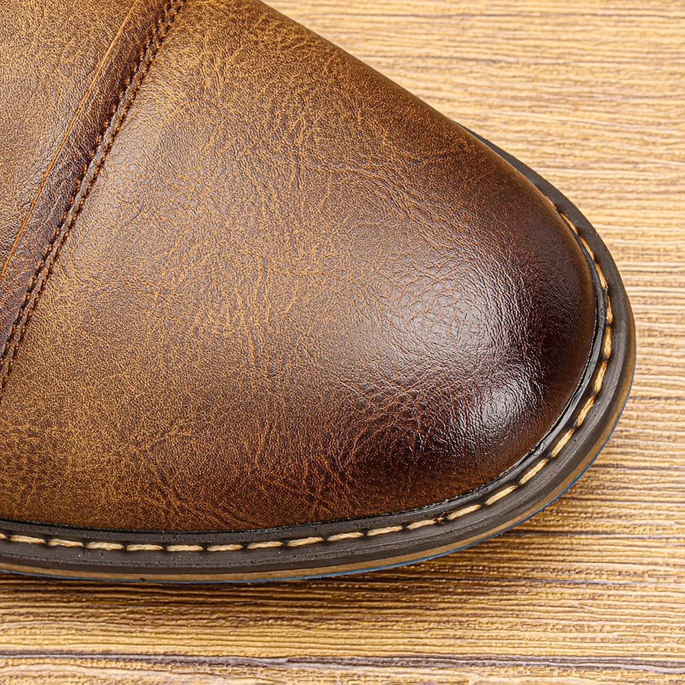 Men's Dress Shoes Burnished Finish Shoes For Man Office Shoes Man Blue Outsole Accents Men Cap Toe Shoes