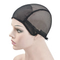 1Pc Wig Cap Mesh Weaving Caps Black/Beige Stretchable Front Double Lace Wig Caps with Adjustable Straps for Making Wigs