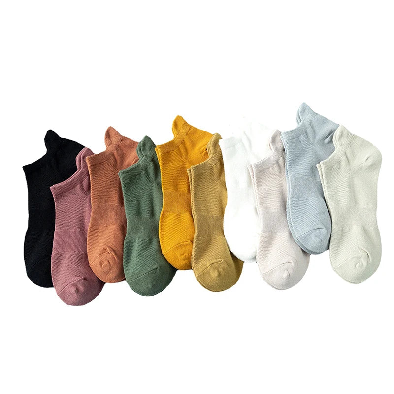 5 Pairs High Quality Men Cotton Breathable Fashion Colorful Leisure Boat Sock Short Sock Solid Color Socks For Male Ankle