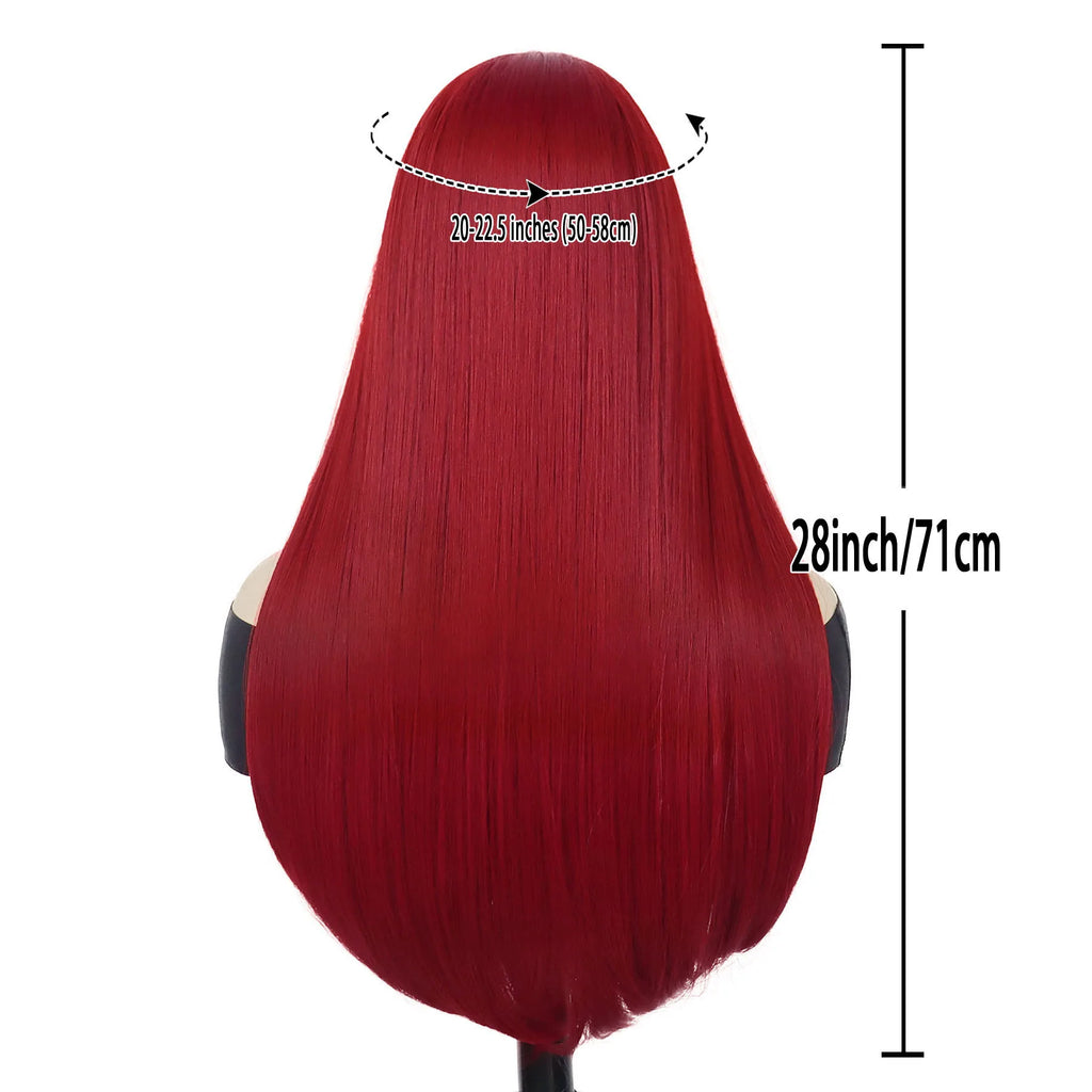 Synthetic Long Red Wig Straight Queen of Hearts Adult Halloween Costume Wigs for Women Sally Cosplay Nightmare Before Christmas