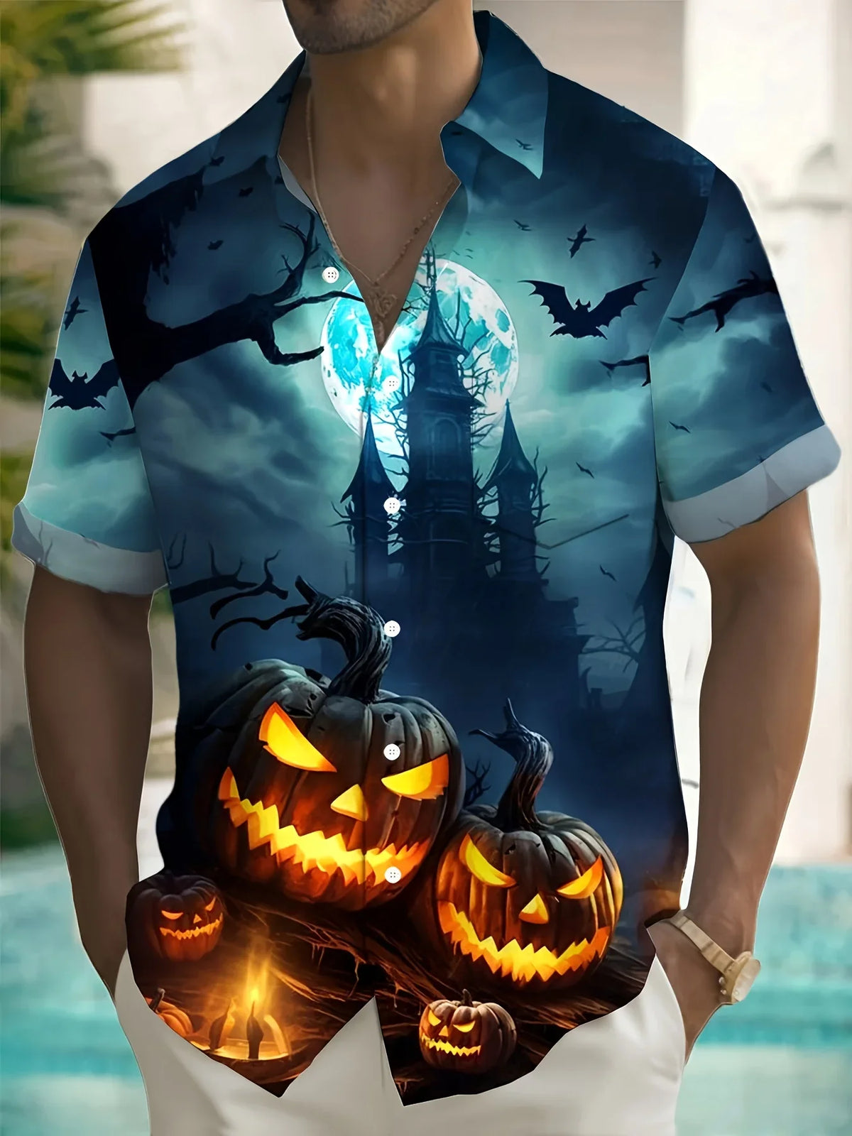 Summer Men's Casual Party Shirt Hawaiian Style Man Short Sleeve Fashion Tropical Print Lightweight Beach Tops