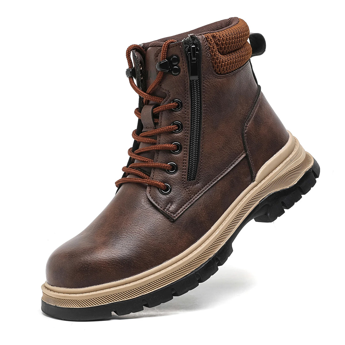 Safety Boots Brown Waterproof Men's Steel Toe Shoes Work Anti-drop Anti-piercing Strong Durable Protective Shoes Indestructible