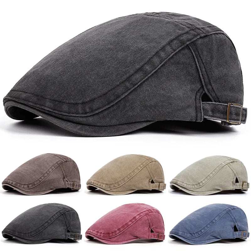 Hot Sale Vintage Painter Beret Unisex Fashion Flat Visor Cap Casual Autumn Retro Cotton Solid Newsboy Hat Summer Adjustable