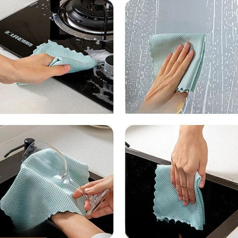 10Pcs Reusable Lint Free Ultra-fiber Microfiber Cleaning Cloth for Car Mirror and Kitchen Mirror Surface No Marks Left