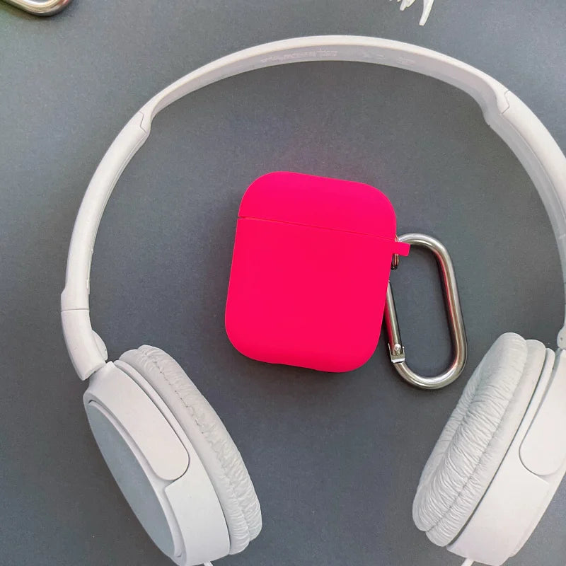 Air pods Case Neon Green official Silicone Cases for Airpods 4 Pro 1 2 Liquid Fluorescence Hot Pink Silicone Hook Cover Air Pods