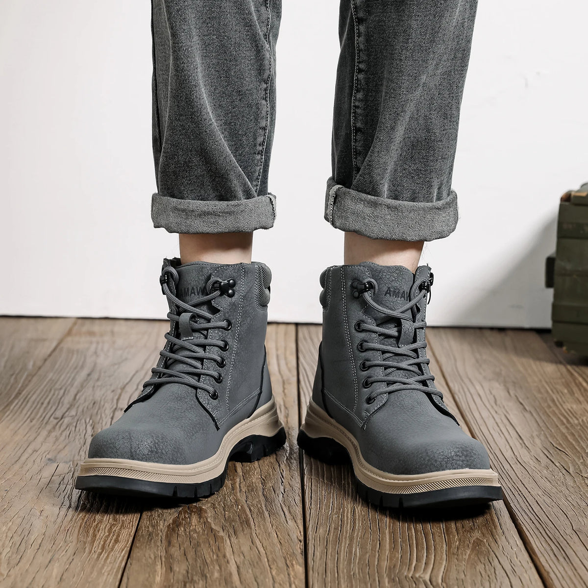 Safety Boots Brown Waterproof Men's Steel Toe Shoes Work Anti-drop Anti-piercing Strong Durable Protective Shoes Indestructible