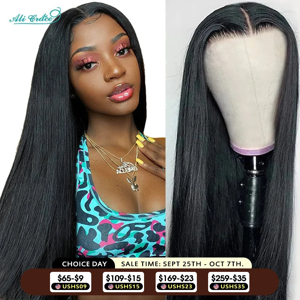 Ali Grace Glueless Wig 5x6 Straight Human Hair Wear&Go 4x4 Lace Closure Wig PrePlucked Hairline 13x4 Lace Front Human Hair Wigs