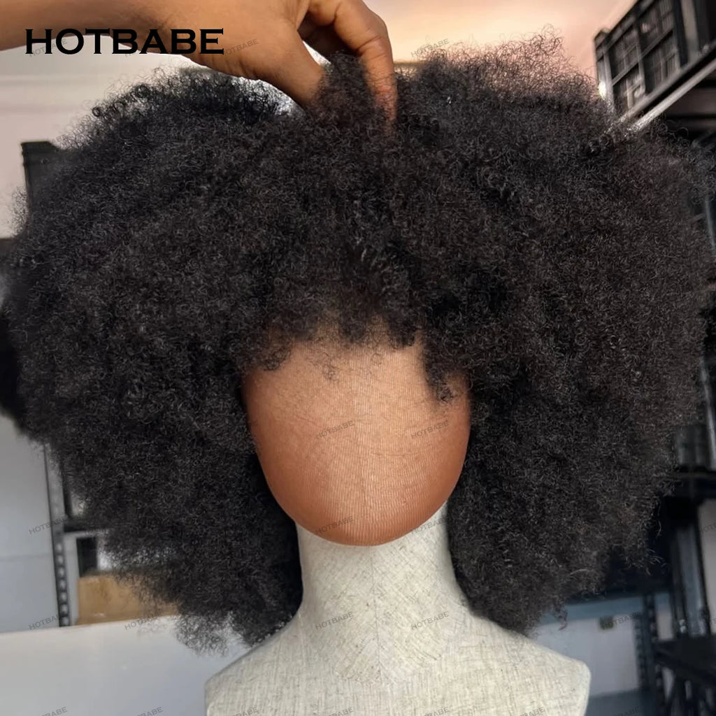 Afro Kinky Curly 450 Density Wear And Go 13×4/13×6 HD Lace Frontal Wigs With Transparent Lace Glueless Wigs Human Hair For Women