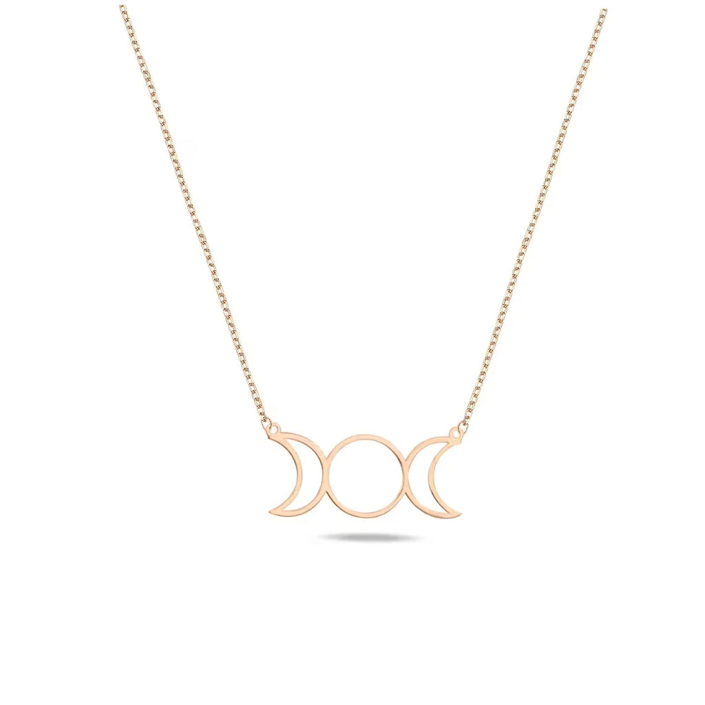 Triple Moon Goddess Sun Pentagram Stainless Steel Hecate Necklaces Witch Luna Necklace Jewelry esotericos y brujeria