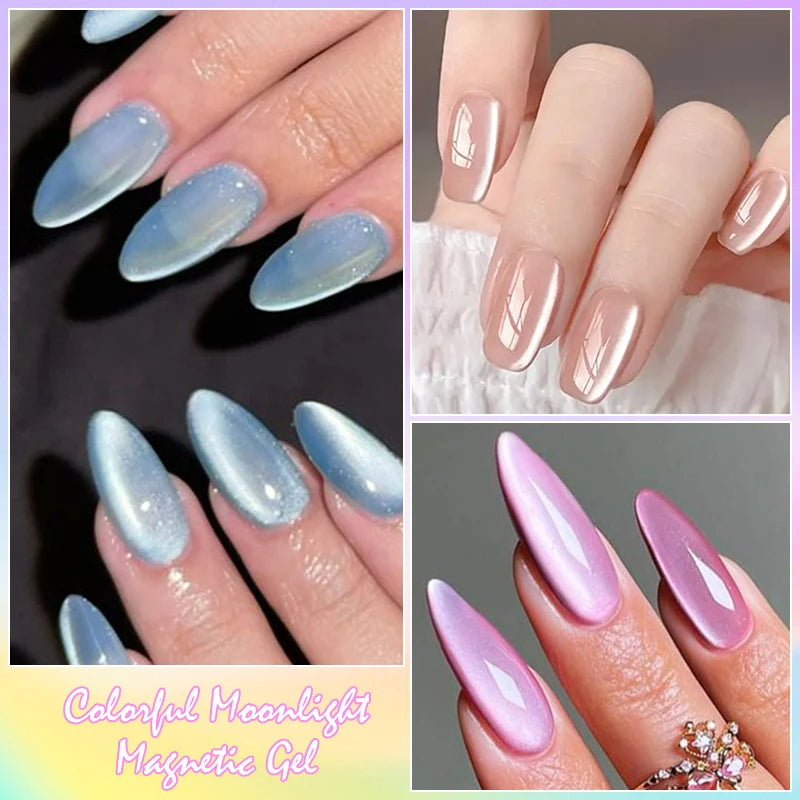 Moonlight Cat Magnetic Gel Nail Polish Candy Color Semi Permanent UV Gel Varnish for Summer Nails Soak Off Nail Art Manicure DIY