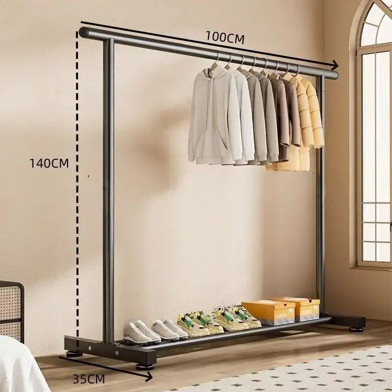 Clothing Rack, Heavy Duty Clothes Rack Rolling Garment Rack with Wheels and Bottom Shelf for Hanging Clothes