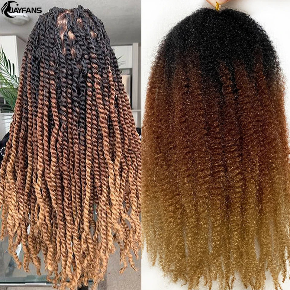 18” Marley Hair 1B 30 27 Afro Twist Marley Braiding Hair for Faux Locs Crochet Hair Synthetic Springy Afro Twist Hair Extensions