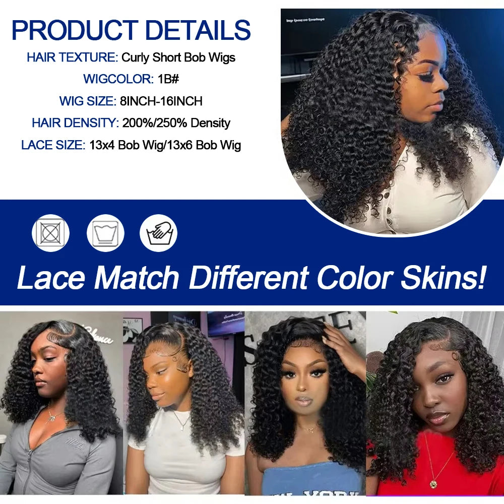 Brazilian Natural Black 13x6 Lace Front Wigs Wet and Wavy 250% Density HD Transparent Lace Frontal Wigs Jerry Curly 13x4 HD Swiss Lace Frontal Human Hair Wig Full Lace Pre Plucked Baby Hair for Women