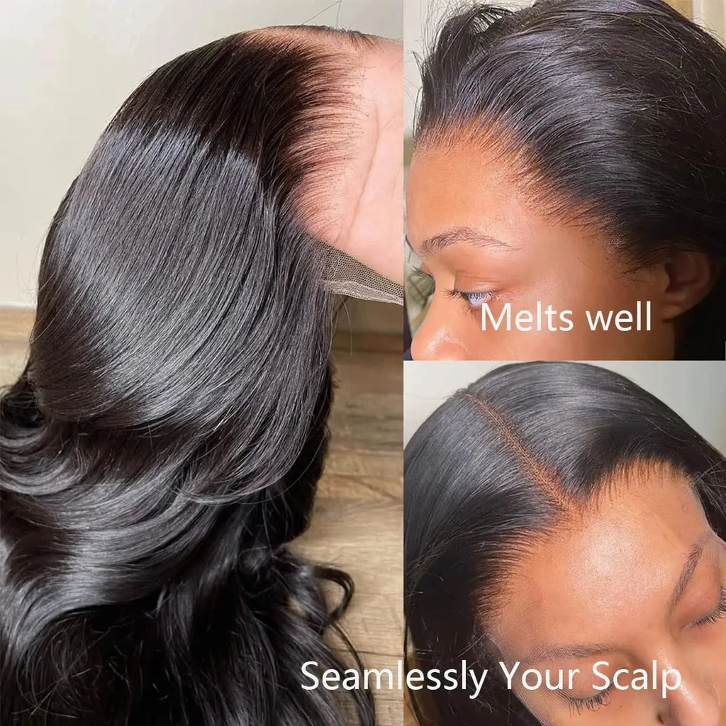 Brazilian Body Wave Human Hair Wigs 13x6 13x4 HD Transparent Lace Front Wig Natural Black Pre Plucked Hairline Lace Frontal Wig