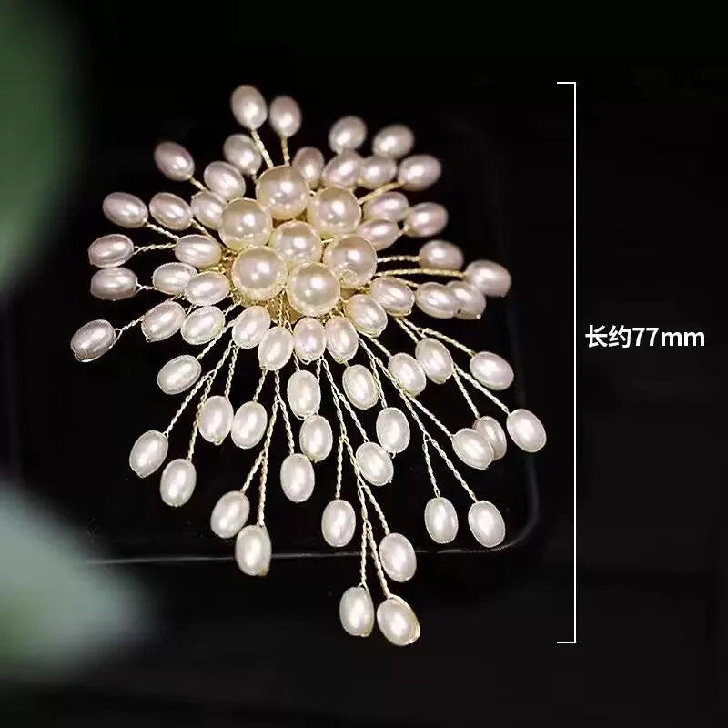 Fashionable Woven Imitation Pearls Brooch Lapel Pin Accessory for Business Meetings and Parties Elegant Wedding Jewelry New