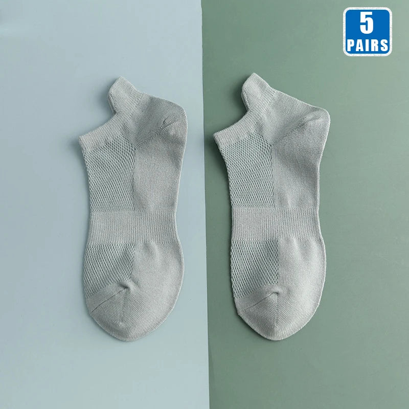 5 Pairs High Quality Men Cotton Breathable Fashion Colorful Leisure Boat Sock Short Sock Solid Color Socks For Male Ankle