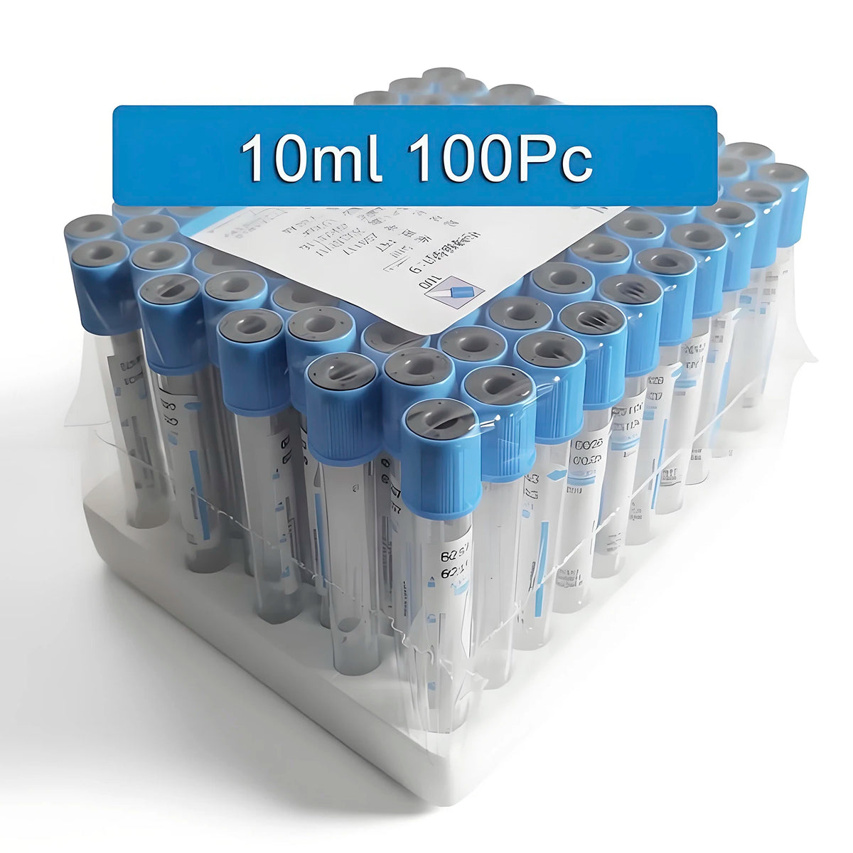 100Pc Blood Collection Coagulation Sodium Citrate Plastic Tube Sterile Negative Pressure Vacuum Blue Cap Anticoagulant Tube
