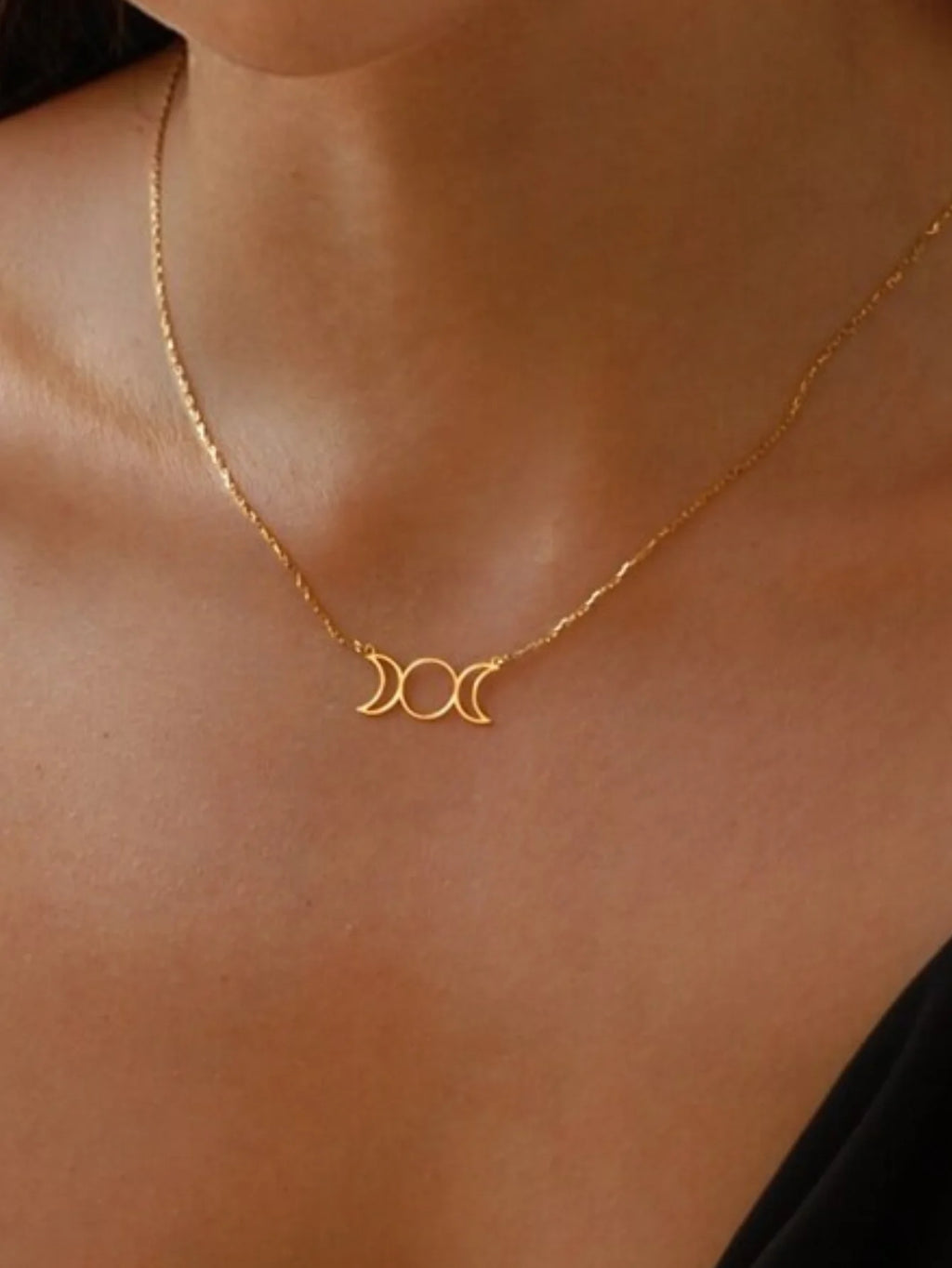 Triple Moon Goddess Sun Pentagram Stainless Steel Hecate Necklaces Witch Luna Necklace Jewelry esotericos y brujeria