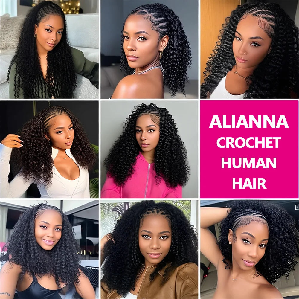 14 16 18 Inch Miracle Knots Crochet Human Hair Burmese Curly Hair Extensions 1/2/3 Bulk And Braiding Hair Deep Wave Pre-Separate Feather Crochet Human Hair 60g 3 Days Delivery To FR Brazilian ALIANNA Hair Bundles Human Hair 1