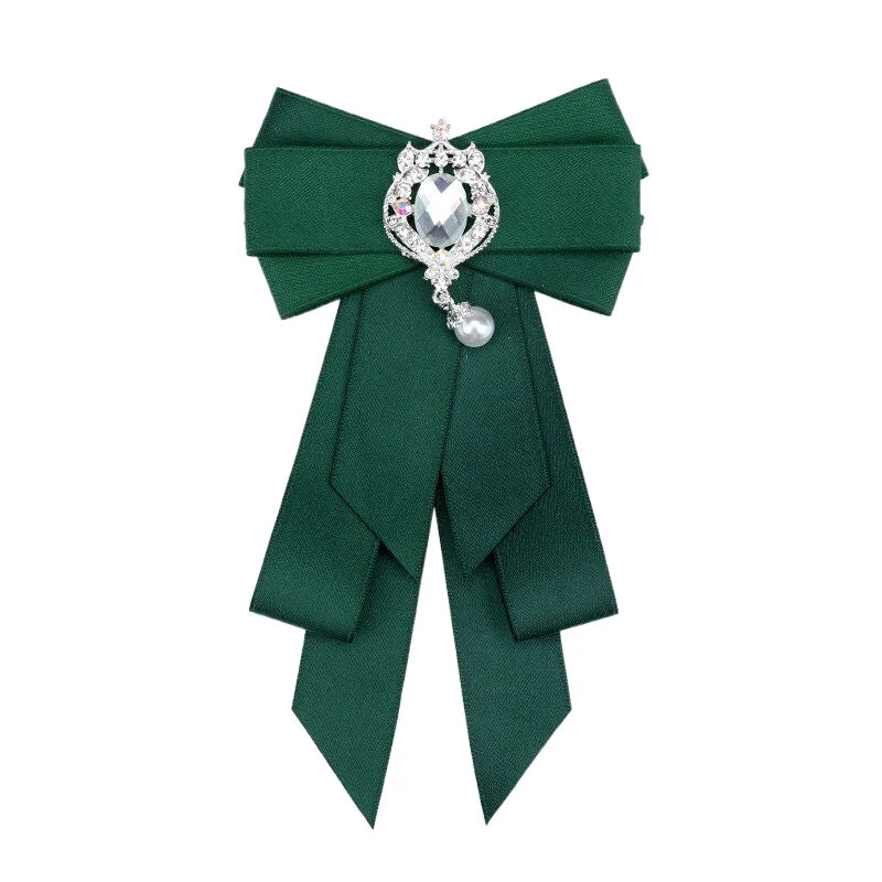 Hot School Girls Boy Elegant Classic Retro Big Bowtie Neck Tie Rhinestone Corsage Bowtie Cravat Gifts for Women Formal Neck Ties
