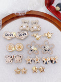 20pcs Trendy Gold Bear & Flower DIY Shoe Charms (ABS). Detachable Clog & Sandal Decorations for All Seasons. Excellent Small Hol