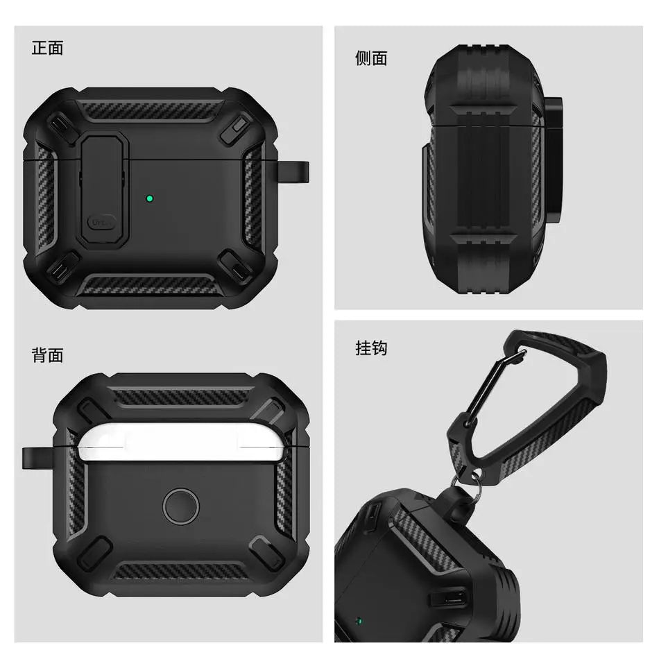 For Air Pods 3 2 1 Case Carbon Fibre Waterproof Switch Case Earphone Case Shockproof Cover For Air Pods Pro 2 1 Protective Cover