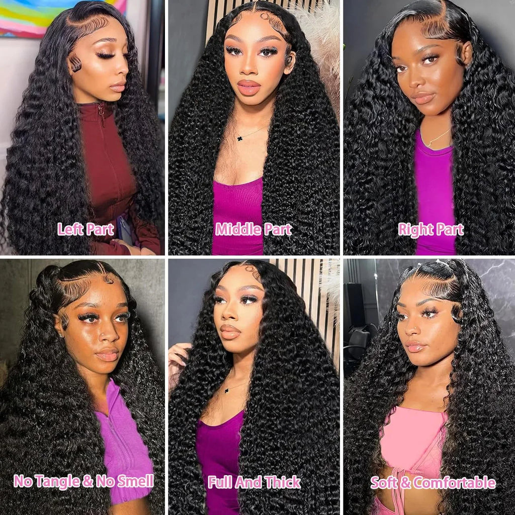 300 Density Deep Wave Frontal Wig 13x6 Hd Glueless 100% Human Hair Water Wave Curly Lace Front Wig For Women 30 34inch On Sale