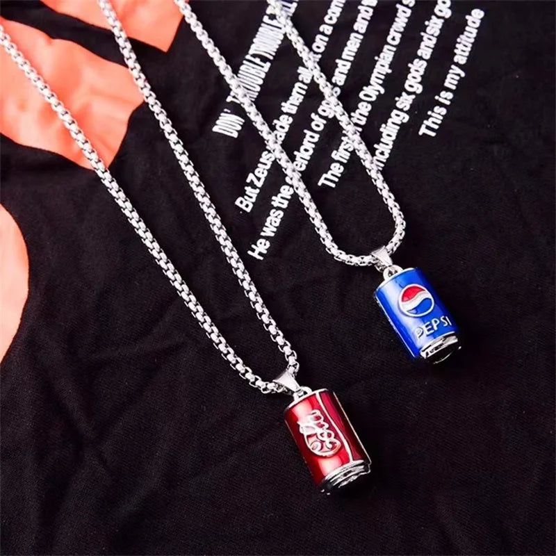 Coke Can Pendant Men's Personality Cool Hip-hop Necklace European and American Couple Internet Celebrity Accessories Wholesale