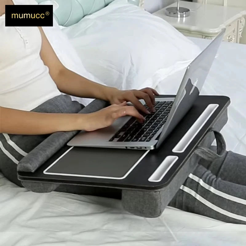 Multi Purpose Laptop Desk Leg Table Design of Double Groove Anti Slip Bar Embedded Mouse Pad Use with Sofa Bedroom Portable